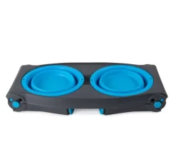 Dexas Adjustable Height Pet Feeder Pro Blue- Voerbak En Drinkbak