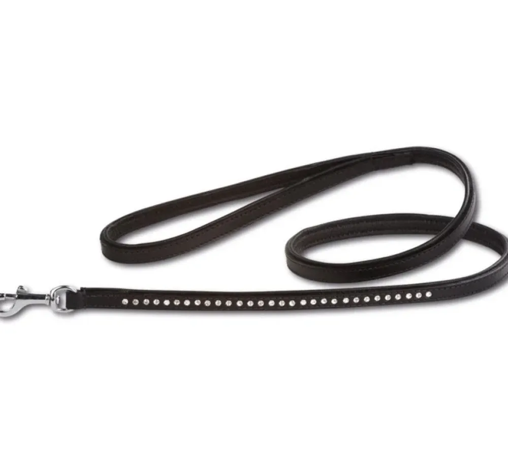 Doxtasy Hondenriem Swarovski Extreme Black- Leren Hondenriem
