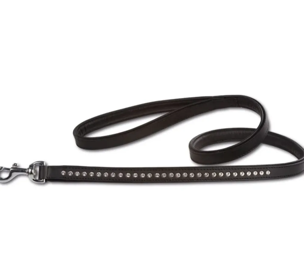 Doxtasy Hondenriem Swarovski Extreme Black- Leren Hondenriem