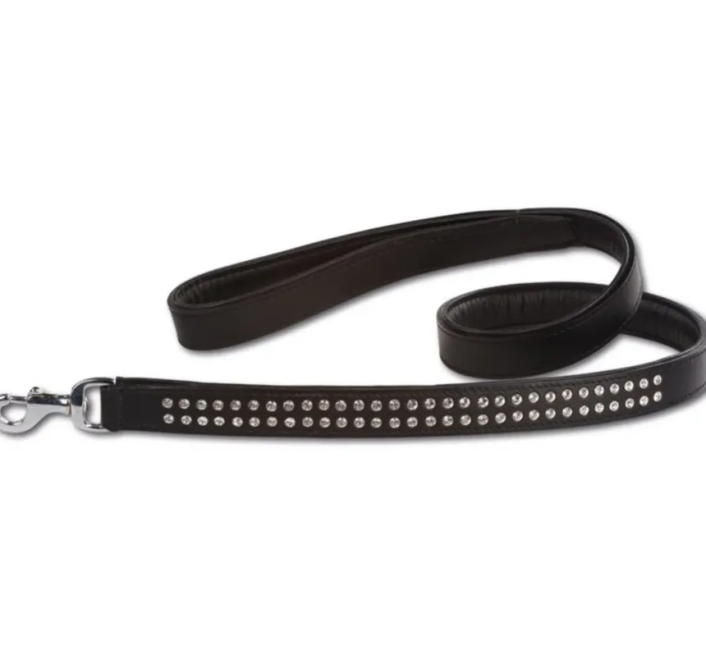 Doxtasy Hondenriem Swarovski Extreme Black- Leren Hondenriem