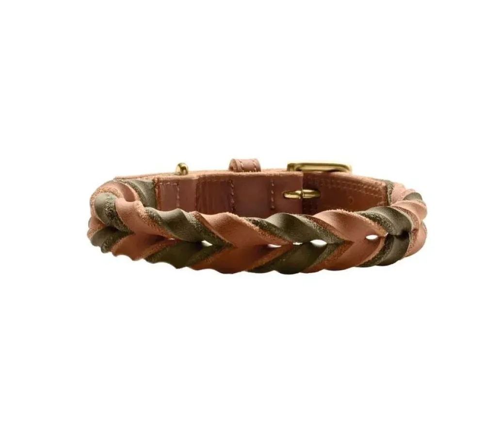 Hunter Hondenhalsband Solid Education Duo Cognac- Hondenhalsband