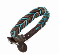 Hunter Hondenhalsband Solid Education Cord Bruin Turquoise- Hondenhalsband