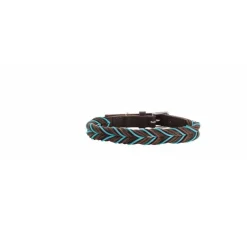 Hunter Hondenhalsband Solid Education Cord Bruin Turquoise- Hondenhalsband
