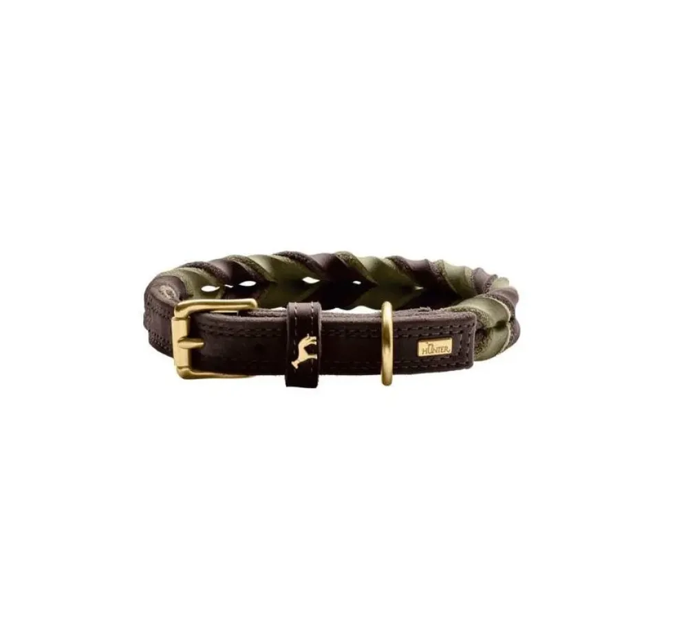 Hunter Hondenhalsband Solid Education Duo Bruin- Hondenhalsband