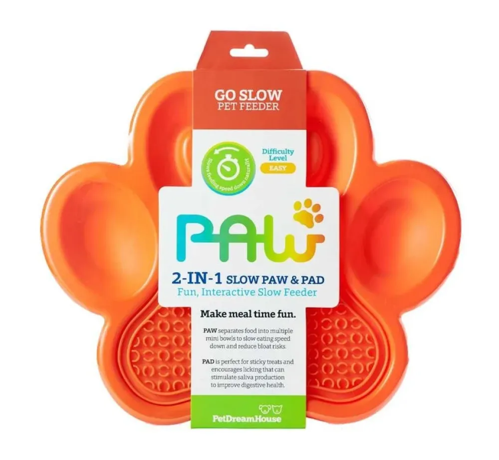 PDH Paw 2 In 1 Slow Feeder Oranje- Voerbakken