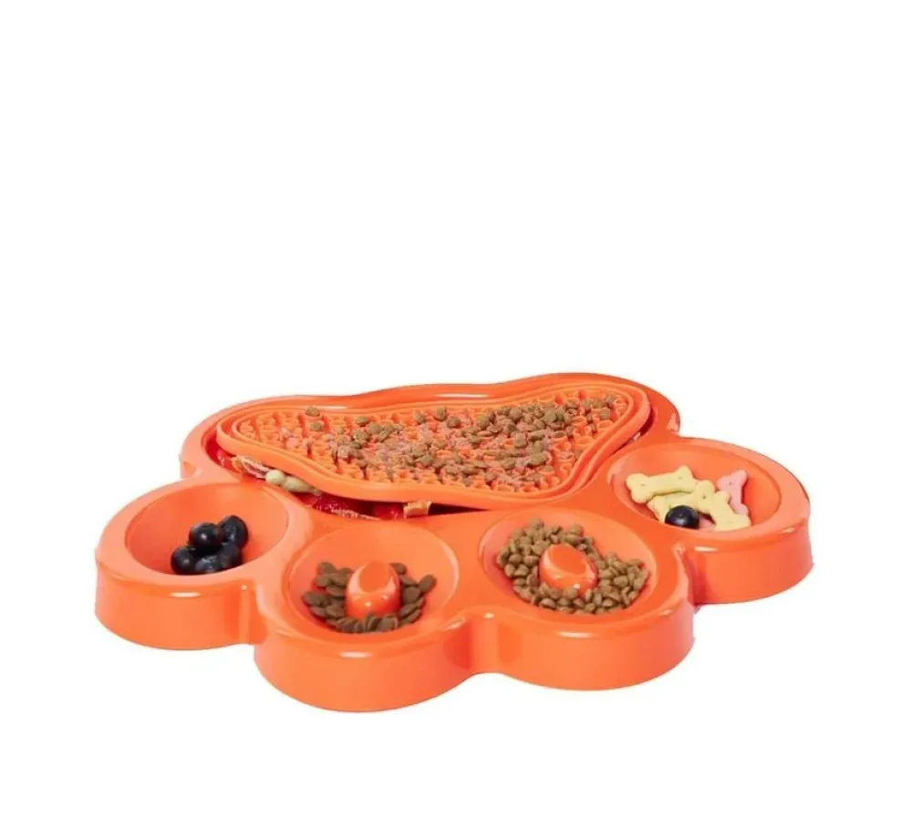 PDH Paw 2 In 1 Slow Feeder Oranje- Voerbakken