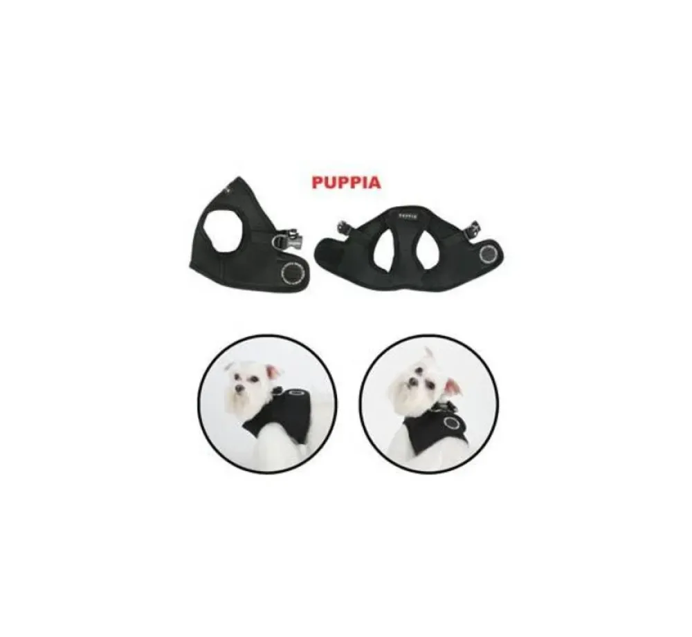 Puppia Hondentuig Soft Vest Black- Puppy Tuig & Puppy Harnas