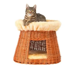 Silvio Design Ronde Bruine Rieten Kattenmand- Kattenmand
